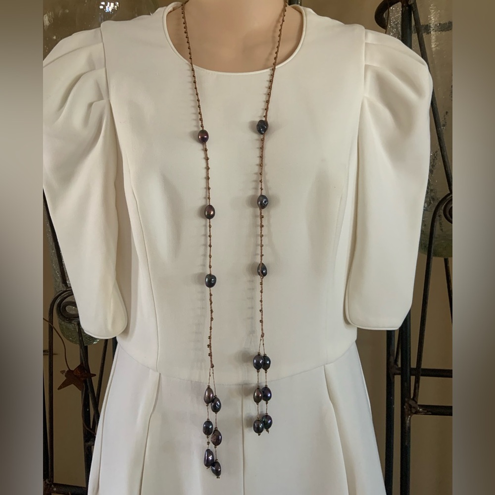 Beautiful Macrame Beaded Iridescent Pearl Wrap Necklace Bracelet